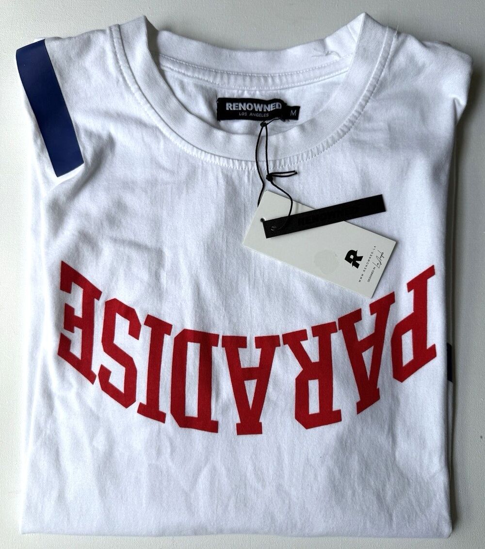 NWT Renowned LA Paradise Graphic T-Shirt Mens M White Blue Red